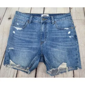 PAIGE Women's Sarah Longline Jeans Shorts SIZE 27 Distressed