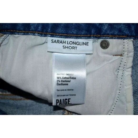 PAIGE Women's Sarah Longline Jeans Shorts SIZE 27 Distressed