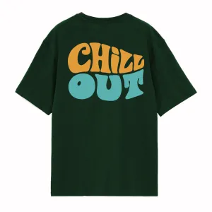 Peach Blossom Women's Printed Over-sized  Tshirt | Cotton Half Sleeve Dark Green Color T-Shirt | Cillout