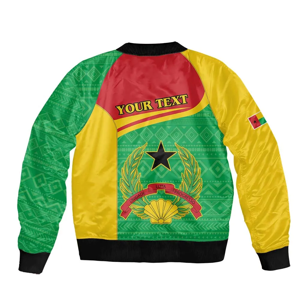 Personalised Afro Guinea Bissau Bomber Jacket Coat Of Arms Mix African Pattern LT15