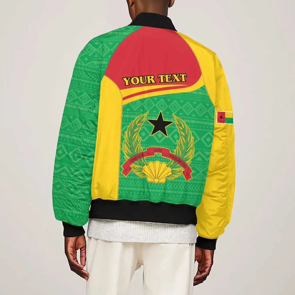 Personalised Afro Guinea Bissau Bomber Jacket Coat Of Arms Mix African Pattern LT15