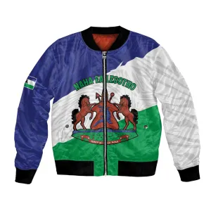 Personalised Afro Lesotho Bomber Jacket Coat Of Arms With Map - Grunge Style LT15