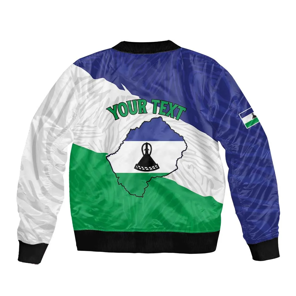 Personalised Afro Lesotho Bomber Jacket Coat Of Arms With Map - Grunge Style LT15