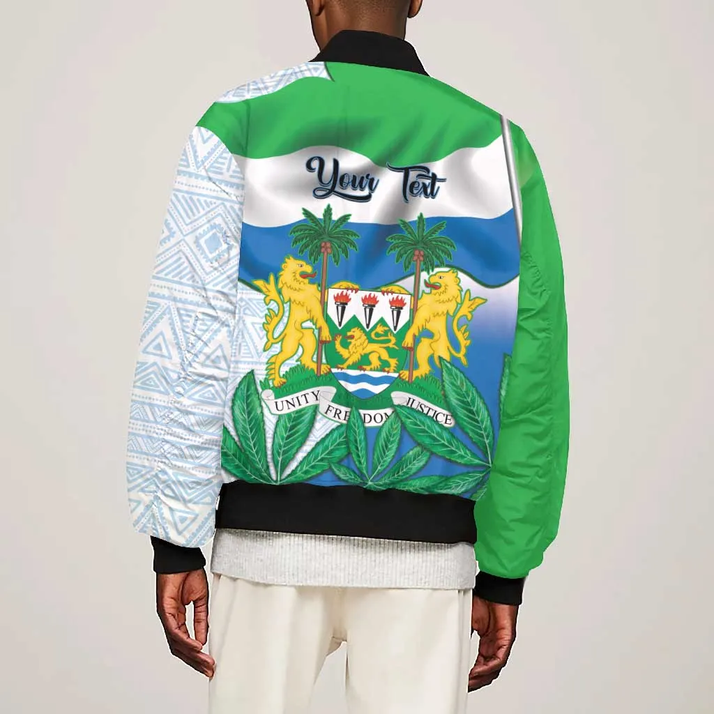 Personalised Afro Sierra Leone Bomber Jacket Chimp With Drum - Happy Independence Day LT14