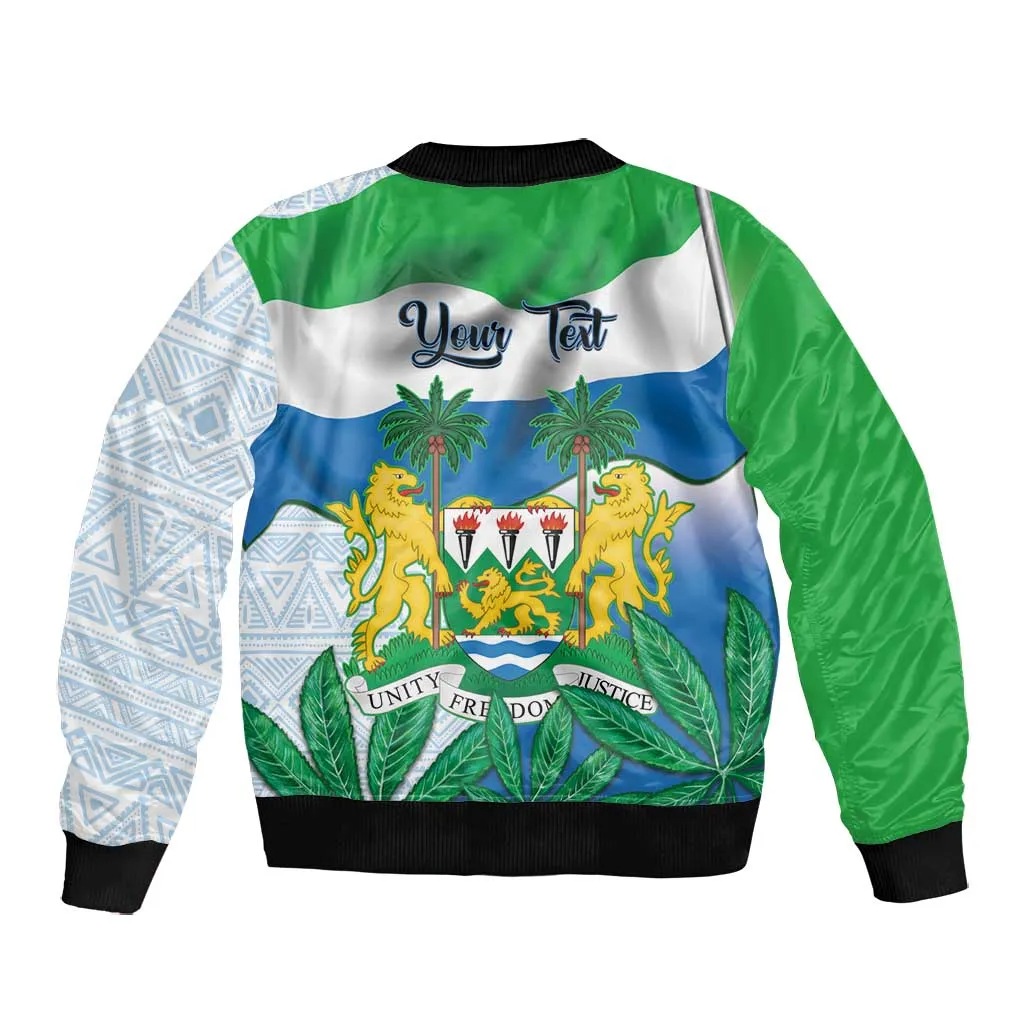 Personalised Afro Sierra Leone Bomber Jacket Chimp With Drum - Happy Independence Day LT14