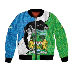 Personalised Afro Sierra Leone Bomber Jacket Chimpanzee Mix African Pattern LT15