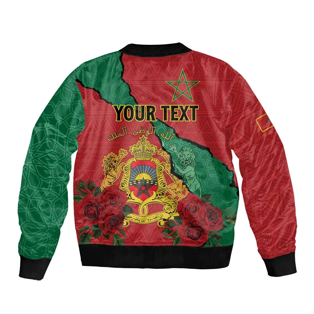 Personalised Morocco Bomber Jacket Coat Of Arms - Islamic Mix African Patterns LT15