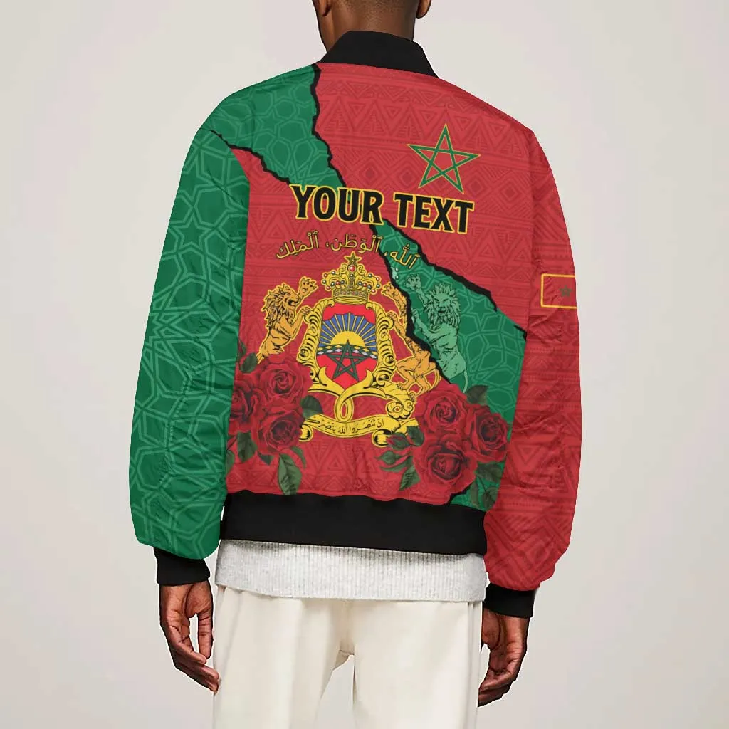 Personalised Morocco Bomber Jacket Coat Of Arms - Islamic Mix African Patterns LT15