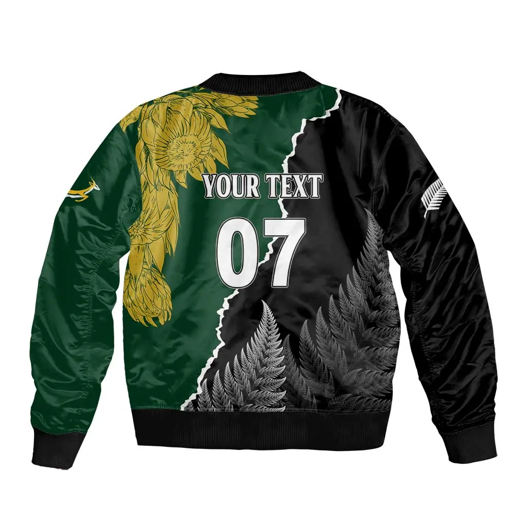 Personalised New Zealand Vs South Africa Rugby Bomber Jacket Rivals Dynamics LT7