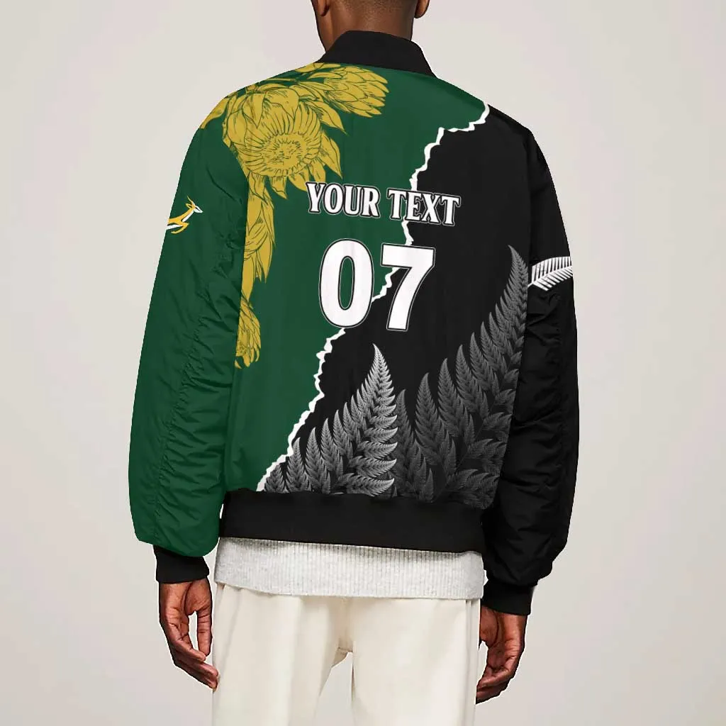 Personalised New Zealand Vs South Africa Rugby Bomber Jacket Rivals Dynamics LT7