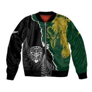 Personalised New Zealand Vs South Africa Rugby Bomber Jacket Rivals Dynamics LT7