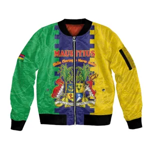 Personalised Republique de Maurice Sleeve Zip Bomber Jacket Stella Clavisque Maris Indici LT15