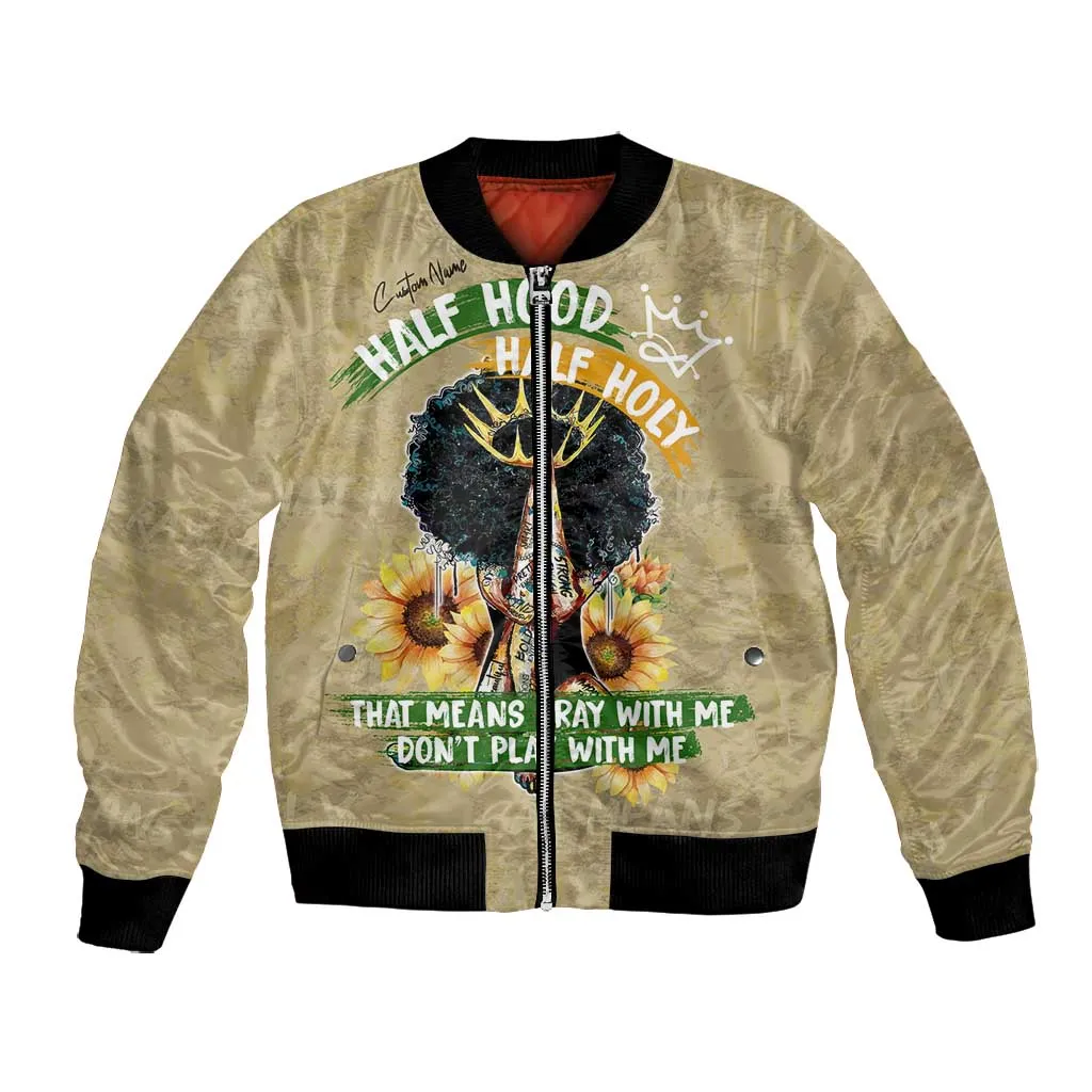 Personalized African Women Bomber Jacket Half Hood Half Holy DT02