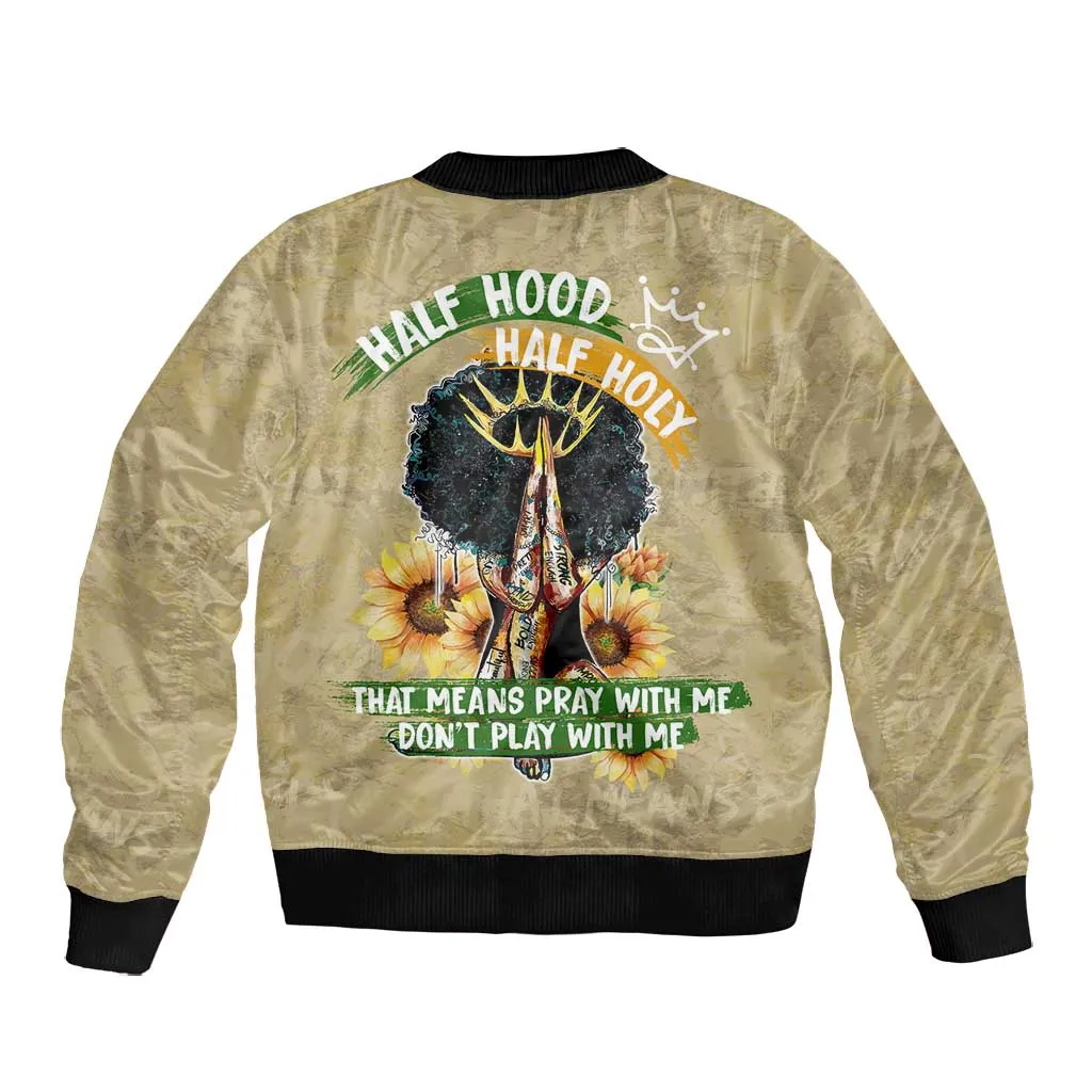Personalized African Women Bomber Jacket Half Hood Half Holy DT02