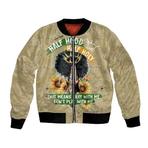 Personalized African Women Bomber Jacket Half Hood Half Holy DT02