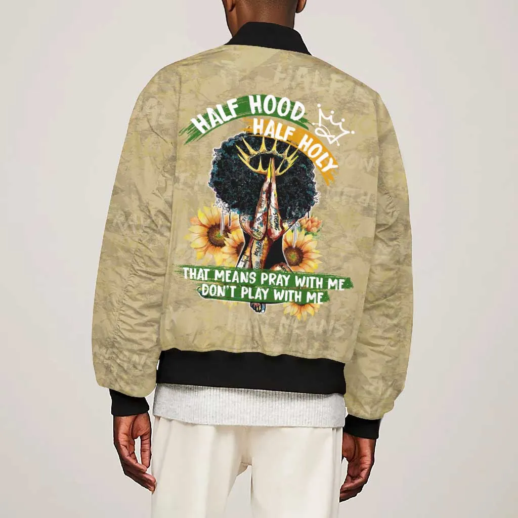 Personalized African Women Bomber Jacket Half Hood Half Holy DT02