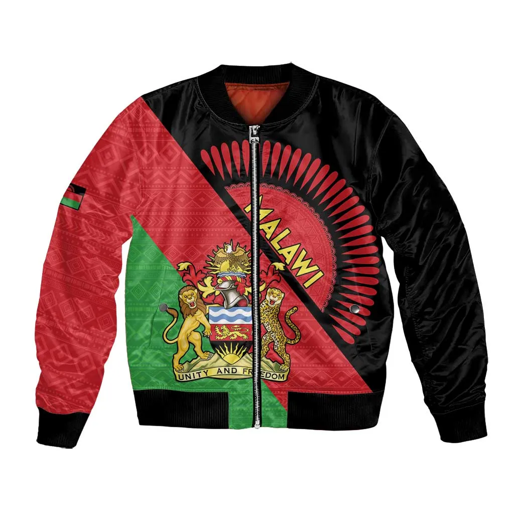 Personalized Afro Malawi Bomber Jacket Coat Of Arms - Southeastern Africa Pattern LT15