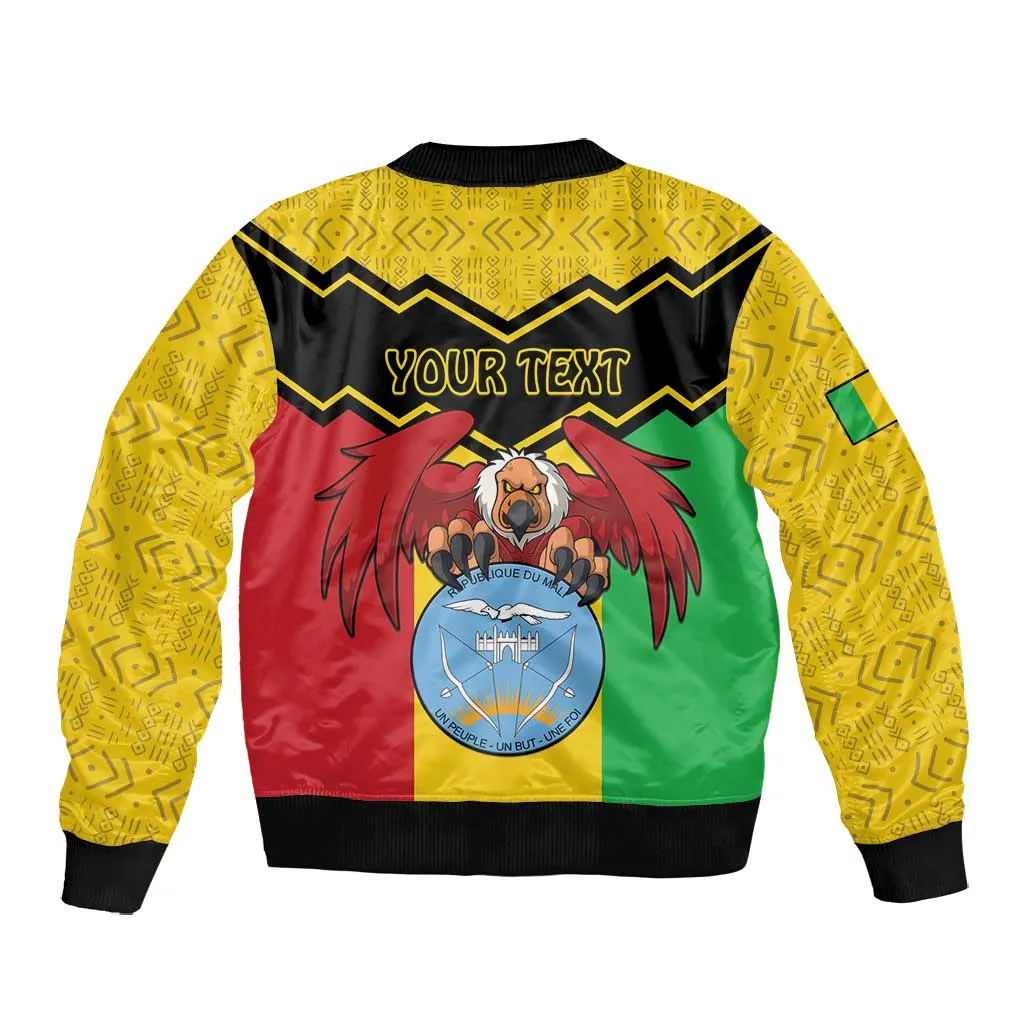 Personalized Afro Mali Vulture Bomber Jacket Coat Of Arms - Bogolan Pattern LT15