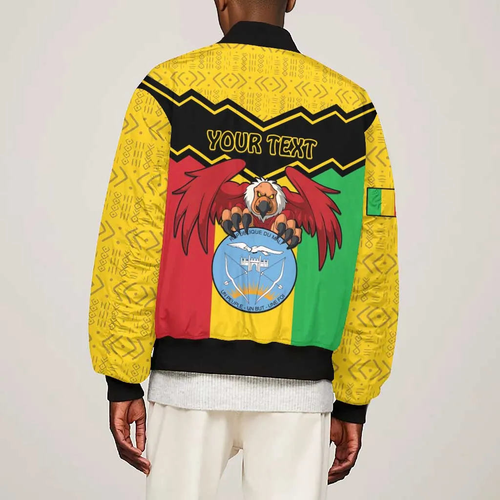 Personalized Afro Mali Vulture Bomber Jacket Coat Of Arms - Bogolan Pattern LT15