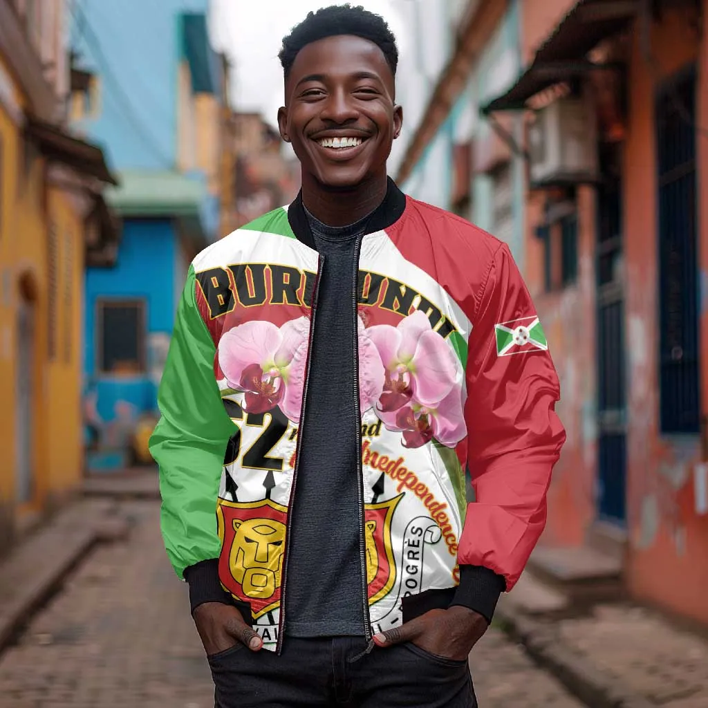 Personalized Burundi Independence Day Bomber Jacket Coat Of Arms Bujumbura Flower LT01