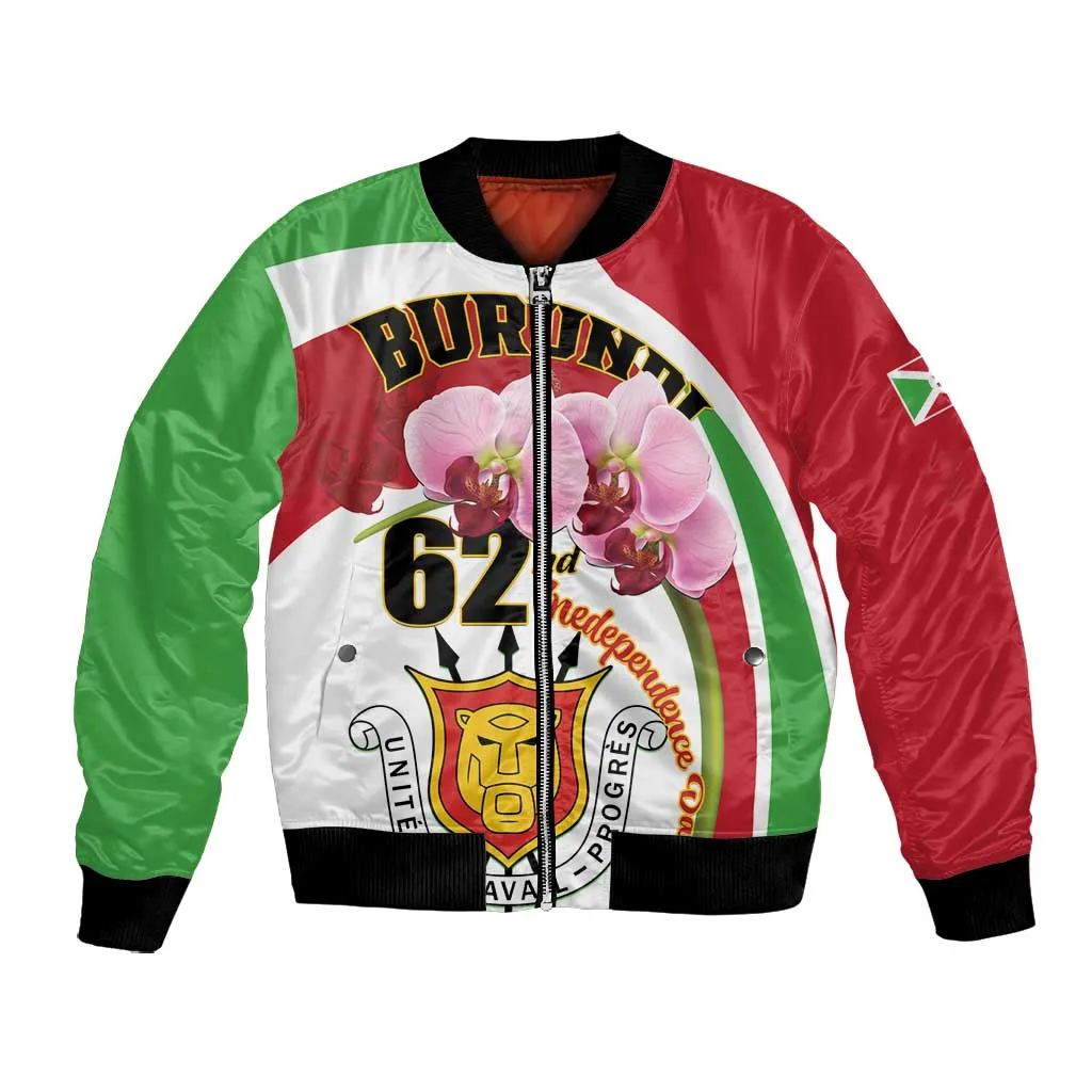 Personalized Burundi Independence Day Bomber Jacket Coat Of Arms Bujumbura Flower LT01