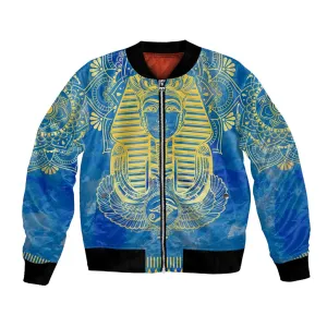 Personalized Egyptian Pharaoh Bomber Jacket with Mandala and Eye of Horus in Blue DT02