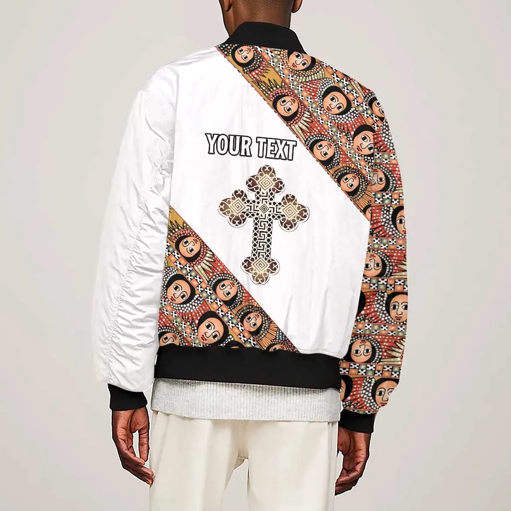 Personalized Ethiopia Sleeve Zip Bomber Jacket Ethiopian Orthodox Church Angel LT15