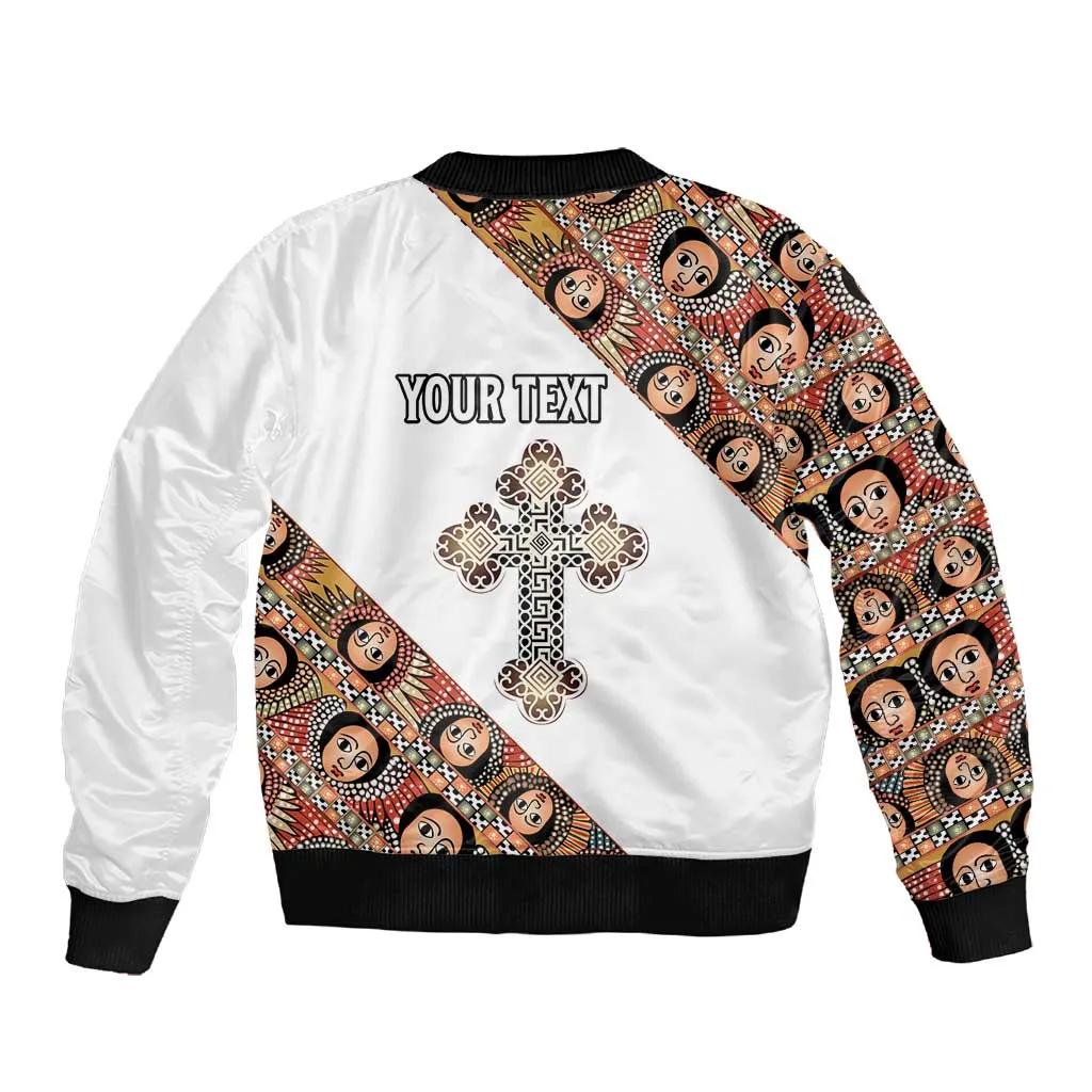 Personalized Ethiopia Sleeve Zip Bomber Jacket Ethiopian Orthodox Church Angel LT15