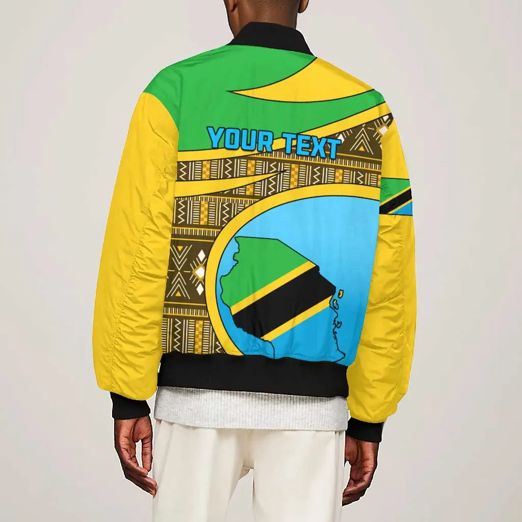 Personalized Tanzania Independence Day Bomber Jacket with Tanzanian Coat of Arms and African Pattern LT01
