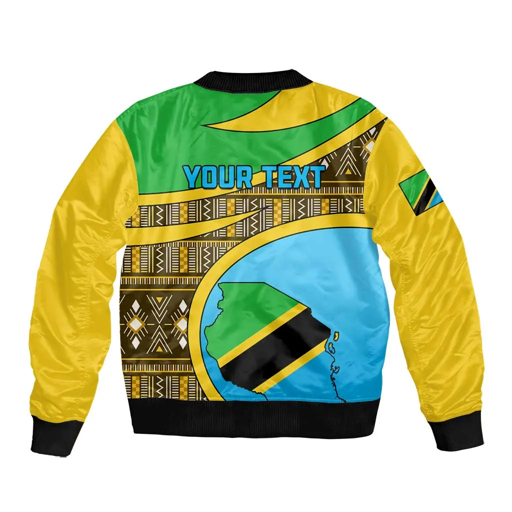 Personalized Tanzania Independence Day Bomber Jacket with Tanzanian Coat of Arms and African Pattern LT01