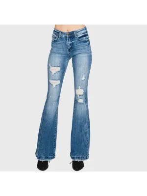 Petra 153 Light Distressed Flare Jeans