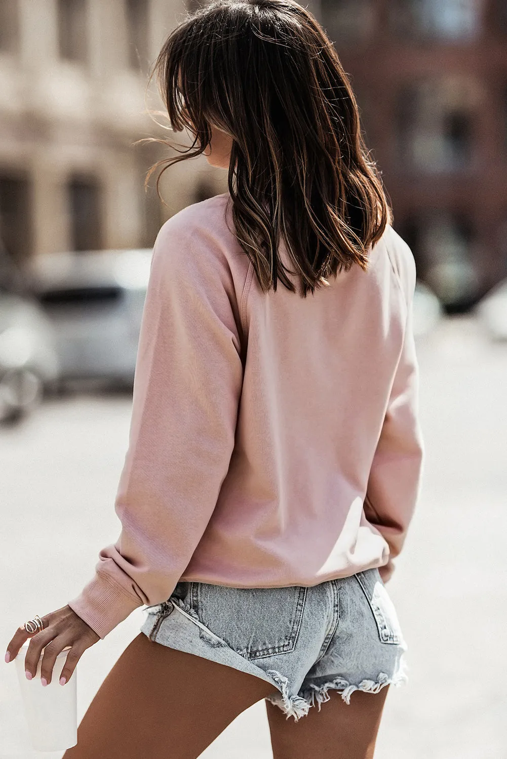 Pink Be mine wine Shining Graphic Print Sweatshirt