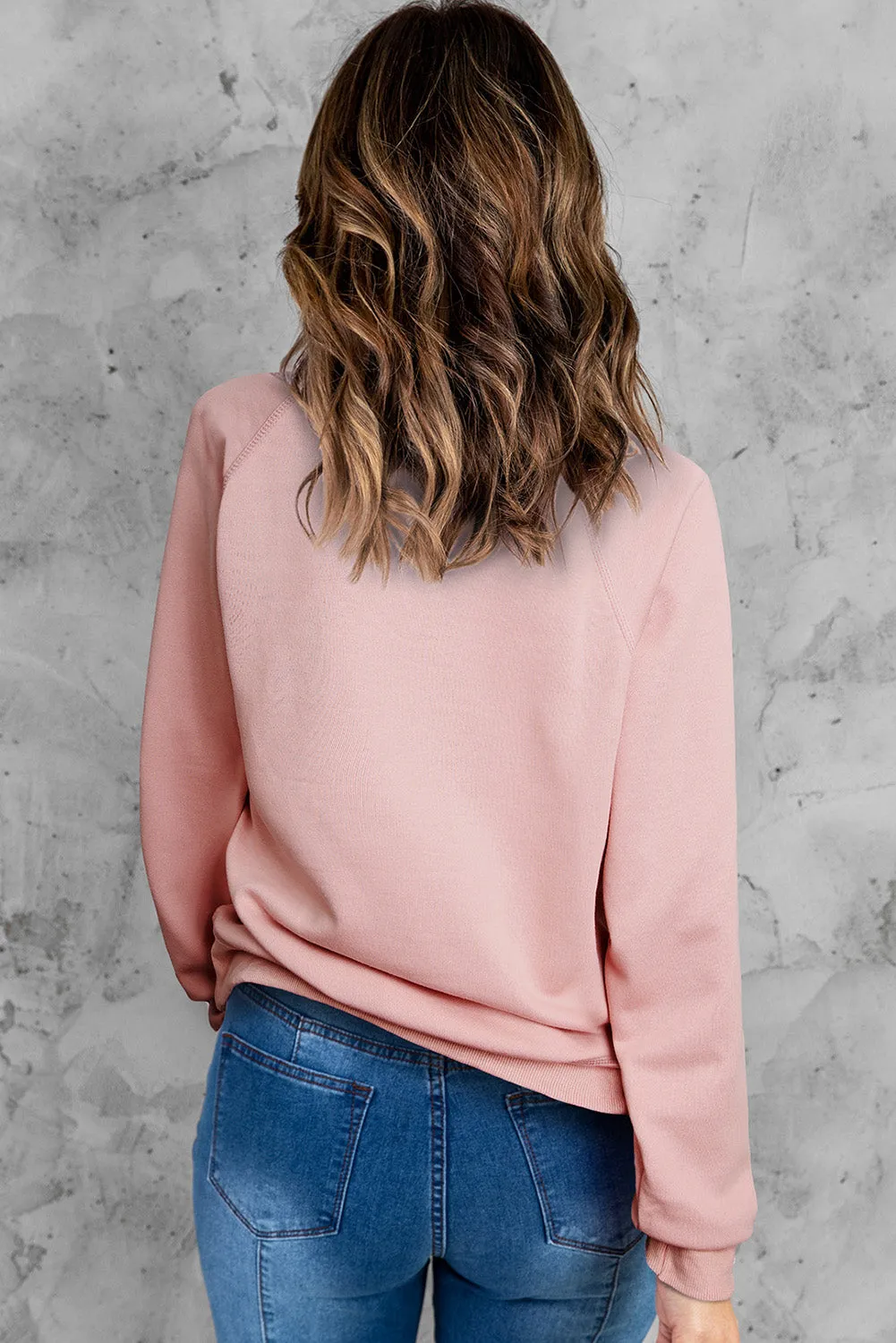 Pink Be mine wine Shining Graphic Print Sweatshirt