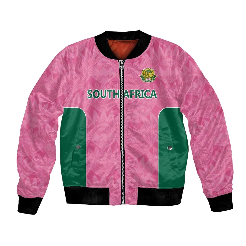 Pink South Africa Cricket Custom Bomber Jacket African King Proteas Be Way Pink LT9