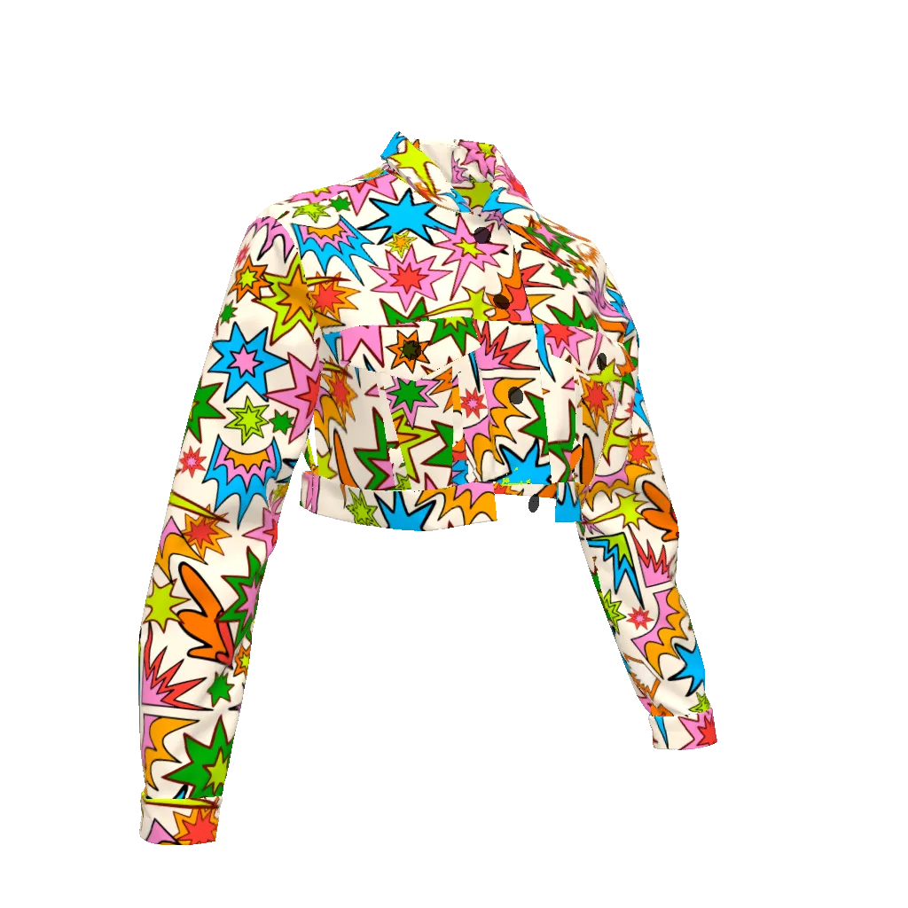 Play Print Cropped Denim Jacket
