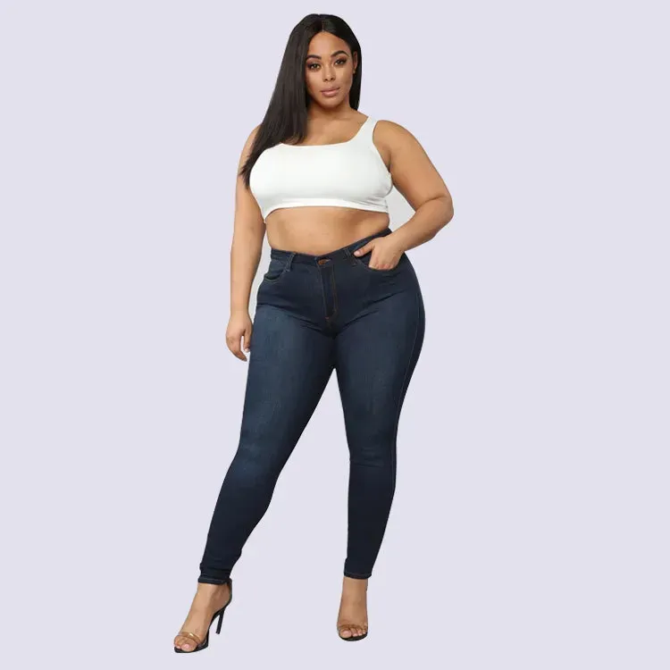 Plus Size High Waist Denim Jeans