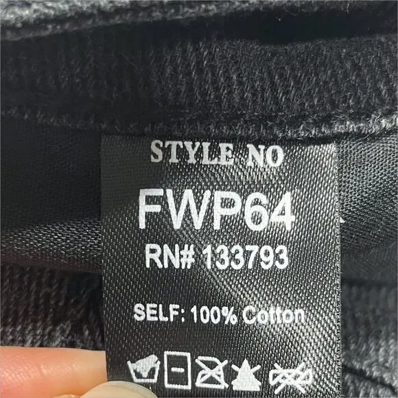 POL Wide Leg Soft 100% Cotton Boho Cargo Jeans Black Size M FWP64