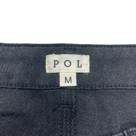 POL Wide Leg Soft 100% Cotton Boho Cargo Jeans Black Size M FWP64