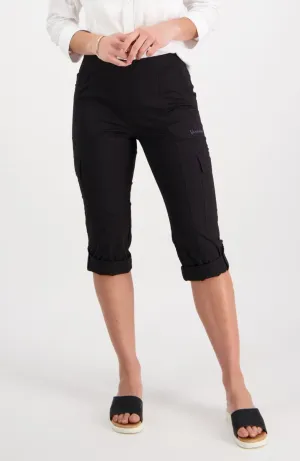 Poplin Pull On Cargo Pant - Black