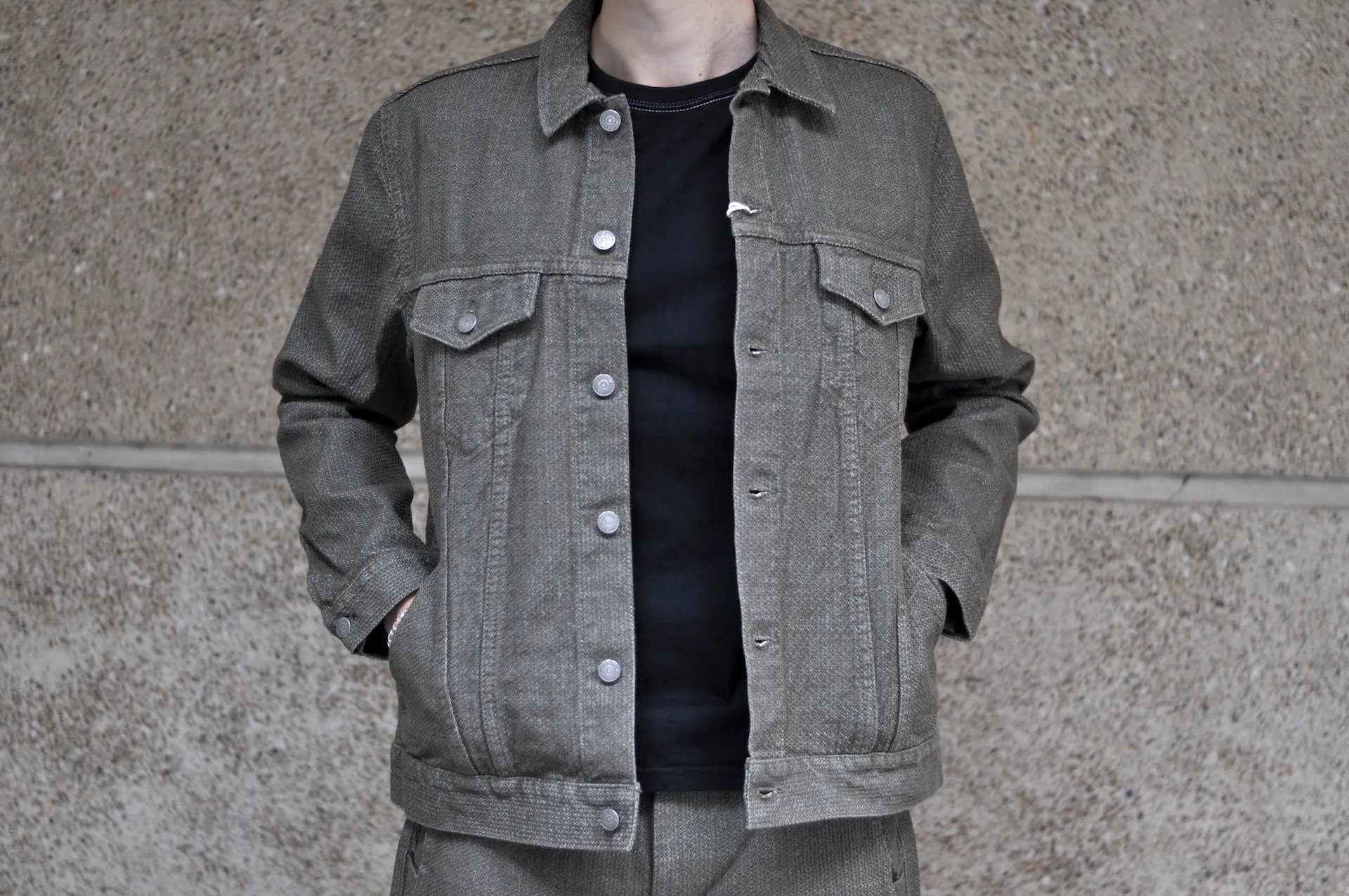 Pure Blue Japan 14oz Sashiko Type 3 Jacket (Olive)