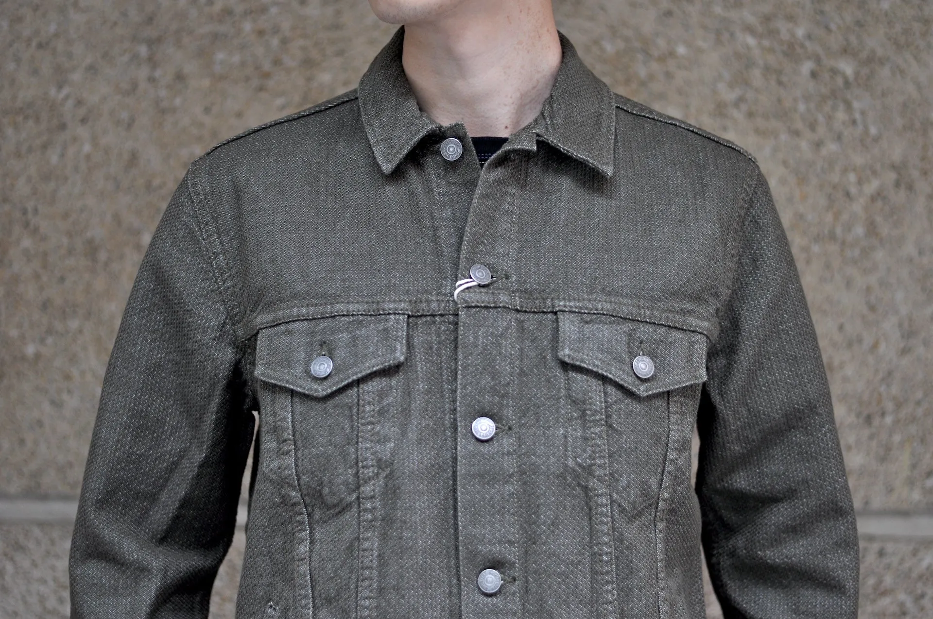 Pure Blue Japan 14oz Sashiko Type 3 Jacket (Olive)