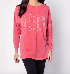 Quality Chicka-D Oversized Acid Wash Merry University Tee-  Adult Size - Christmas Shirt