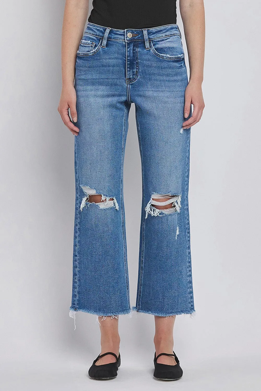"Macey" High Rise Crop Straight Jeans