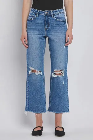 "Macey" High Rise Crop Straight Jeans