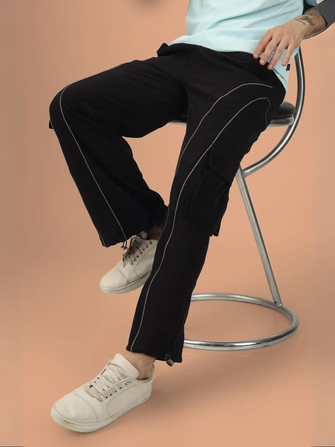 RAY REFLECTOR PARACHUTE CARGO PANTS (BLACK)