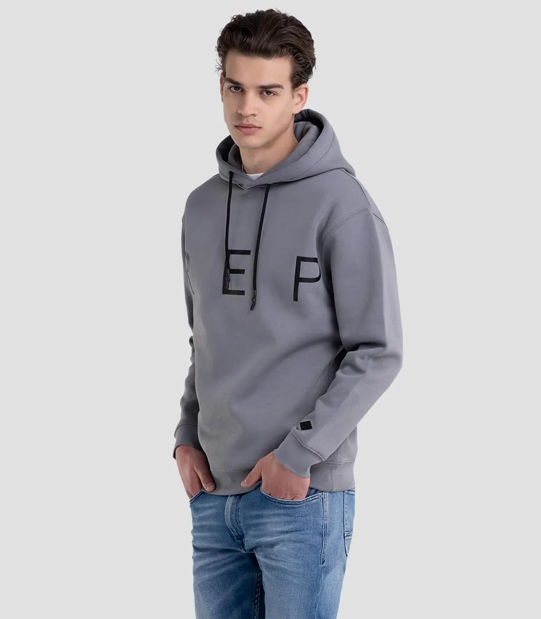 Replay M6317 Printed Hoodie Grey