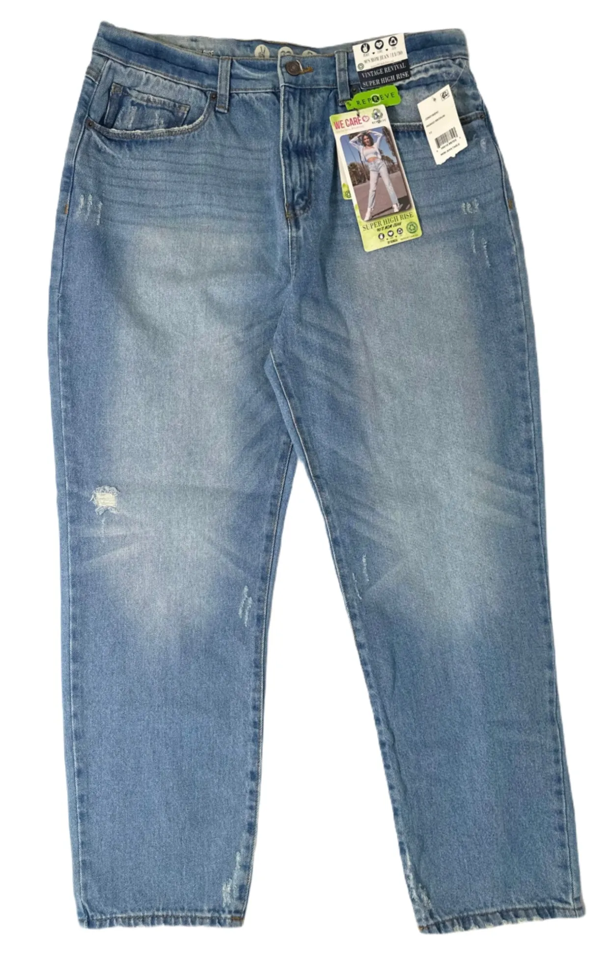 REWASH Super High Rise Distressed 90s Mom Jeans