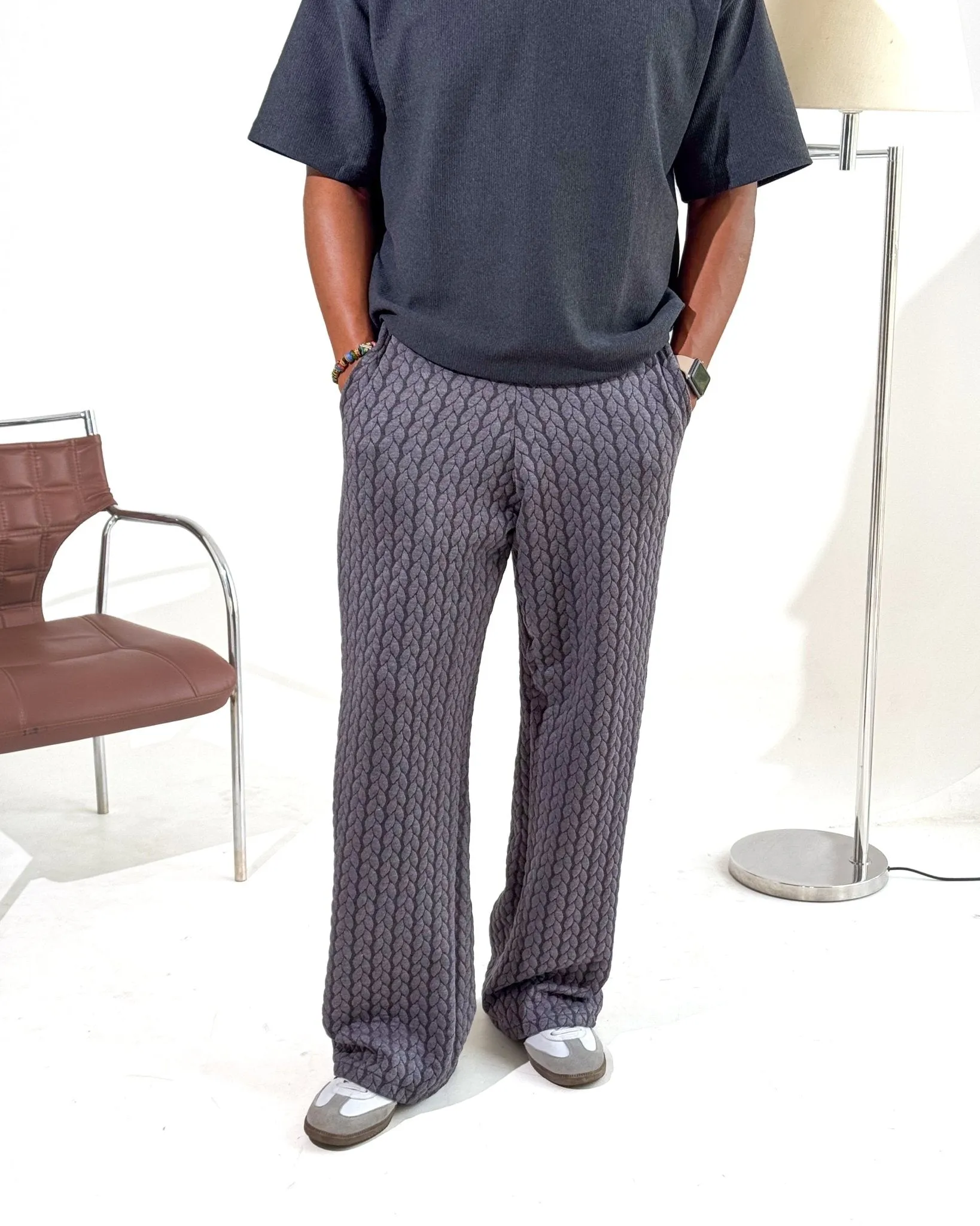 Ribbed Wide Leg Joggers