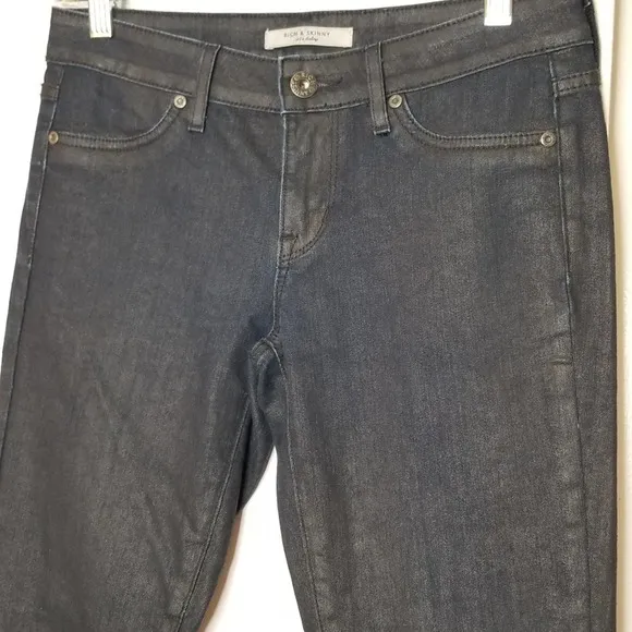 Rich &amp; Skinny Black Slick Coated Legacy Jeans