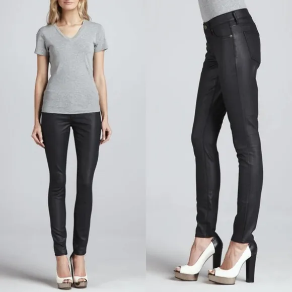 Rich &amp; Skinny Black Slick Coated Legacy Jeans